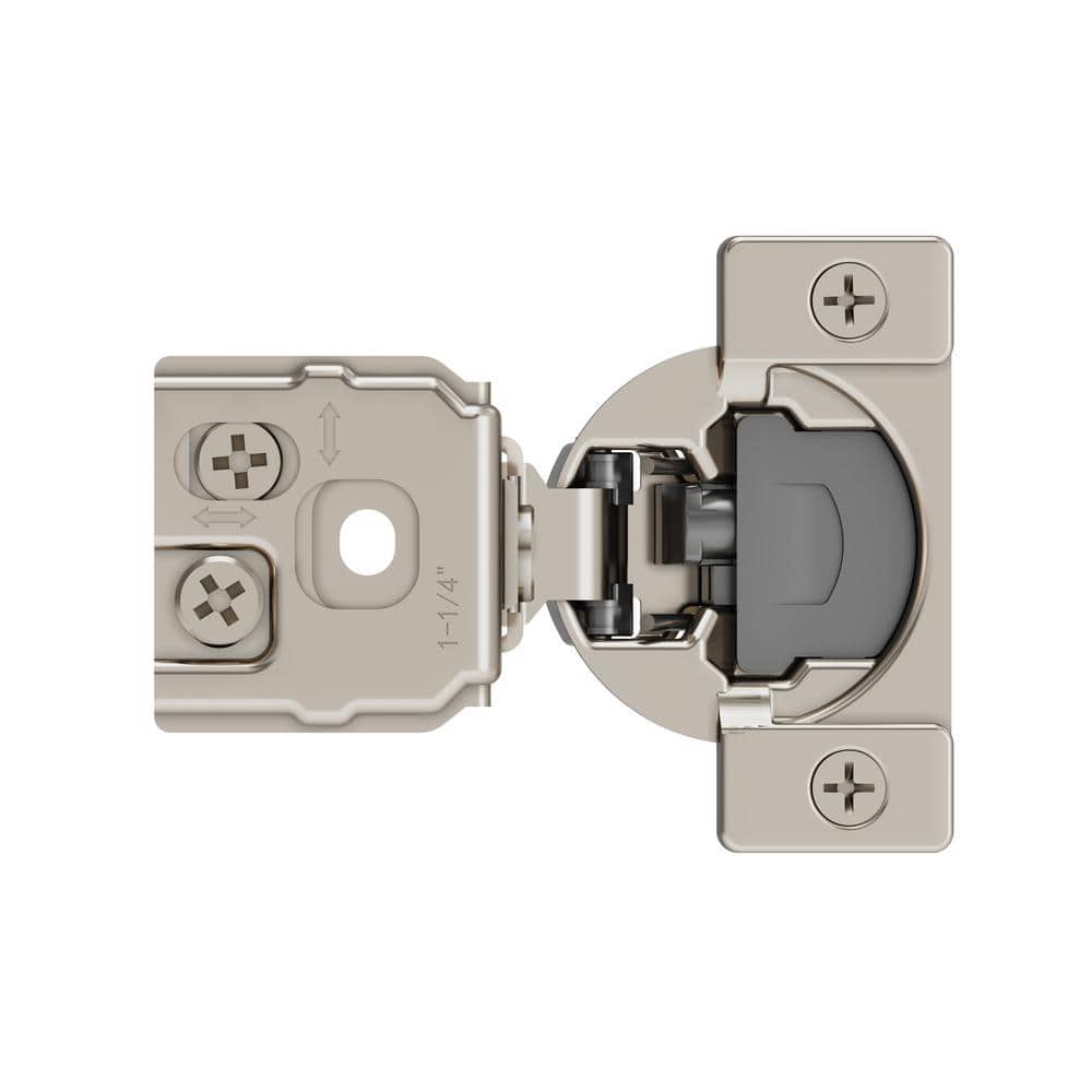 Nickel Soft Close 1-1/4 Inch Overlay Concealed Cabinet Hinge