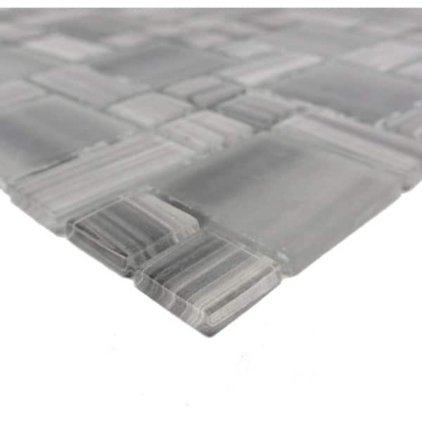 Handicraft Magic Gray and Black 12 in. x 12 in. Glass Mosaic Wall and Pool Tile (15 sq. ft./Case)