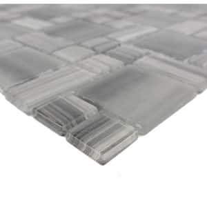 Handicraft Gray Versailles Mosaic 3 in. x 3 in. Stained Glass Decorative Accent Tile Sample