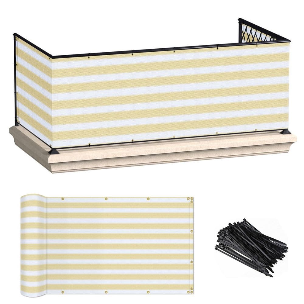 3 ft. x 25 ft. Plastic Multi-Colored Balcony Privacy Fence Screen for Decorative, Privacy, Garden, Pool, Beige and White price history on PriceWatchPro