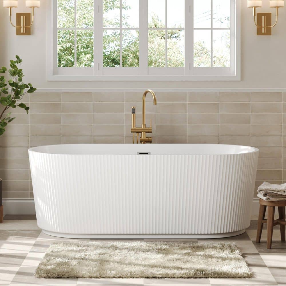 DEERVALLEY 66.93 in. x 31.5 in. Soaking Bathtub with Center Drain