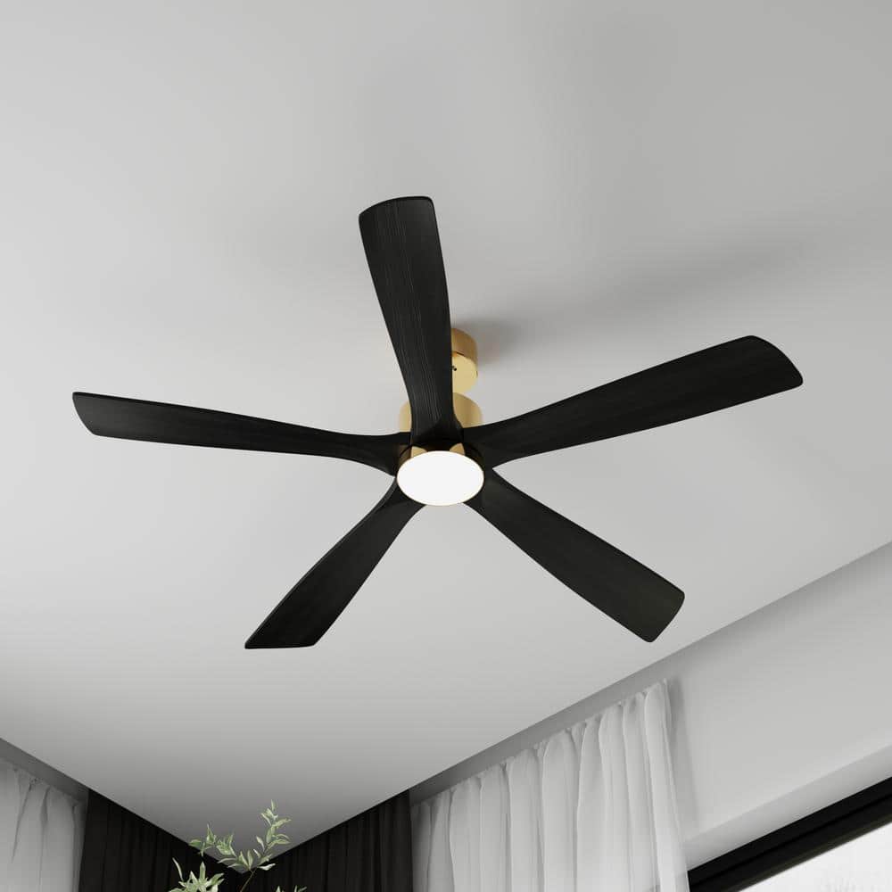 55 in. Integrated LED Gold Housing Ceiling Fan with Light Kit and Remote Control, 5-Blade Wood Propeller Ceiling Fans price history on PriceWatchPro