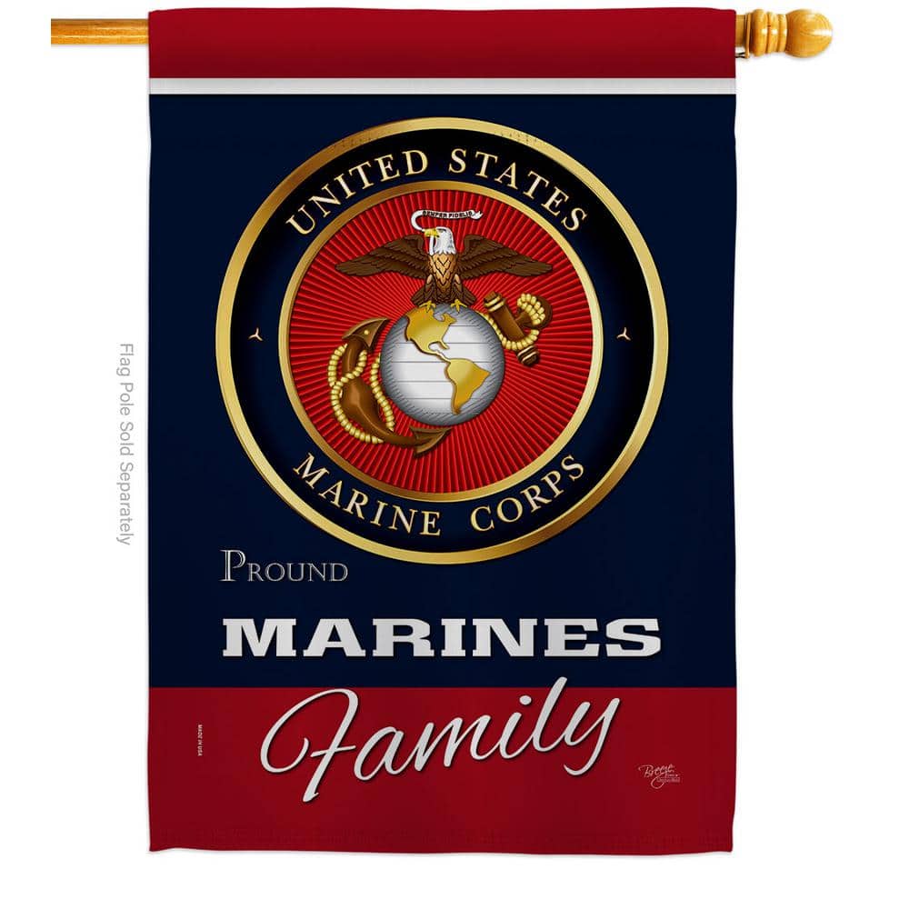 Breeze Decor 28 in. x 40 in. Marines Proudly Family House Flag DoubleSided Armed Forces