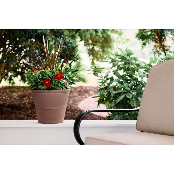 Hallie Medium Peach Terracotta Plastic Planter with Drainage Hole (12 in. L x 12 in. W x 10 in. H)