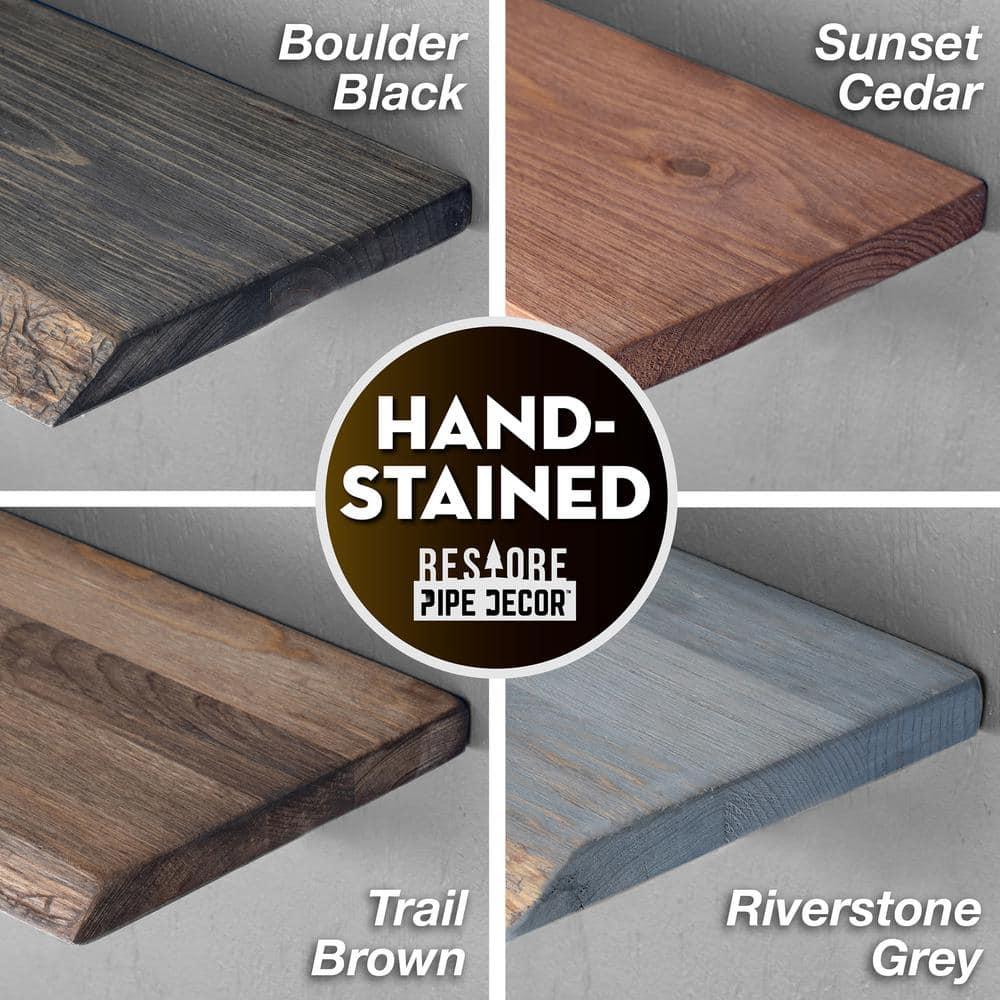 Boulder Black Pinewood Live Edge Wall Shelf Set