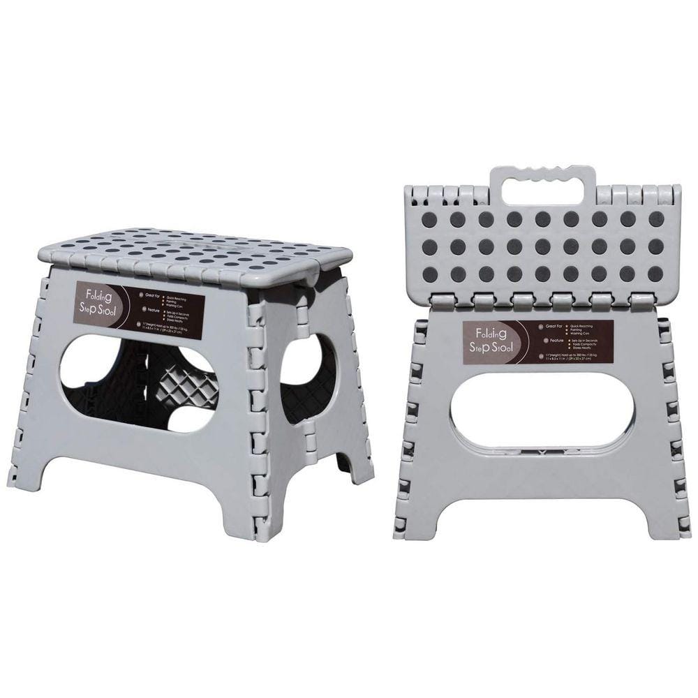 11 in. Reach Non-Slip Plastic Folding Step Stool for Adults or