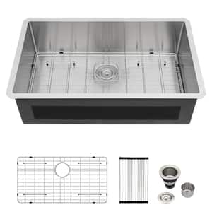 Logmey 27 in. Undermount Sink Single Bowl 16-Gauge Brushed
