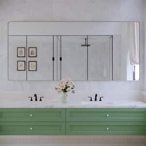 72 in. W x 32 in. H Large Rectangular Framed Wall Mounted Bathroom Vanity Mirror in Brushed Nickel