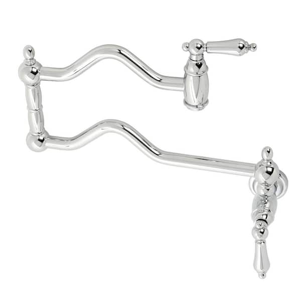 Kingston Brass Heritage Wall Mount Pot Filler Faucets in Polished Chrome