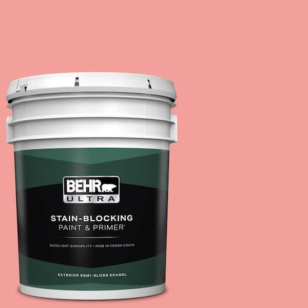 BEHR ULTRA 5 gal. #150B-4 Pink Eraser Semi-Gloss Enamel Exterior Paint & Primer