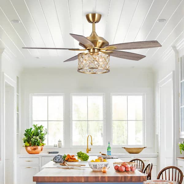 Flint Garden 52 in. Indoor Gold 3-Light Downrod Mount Chandelier