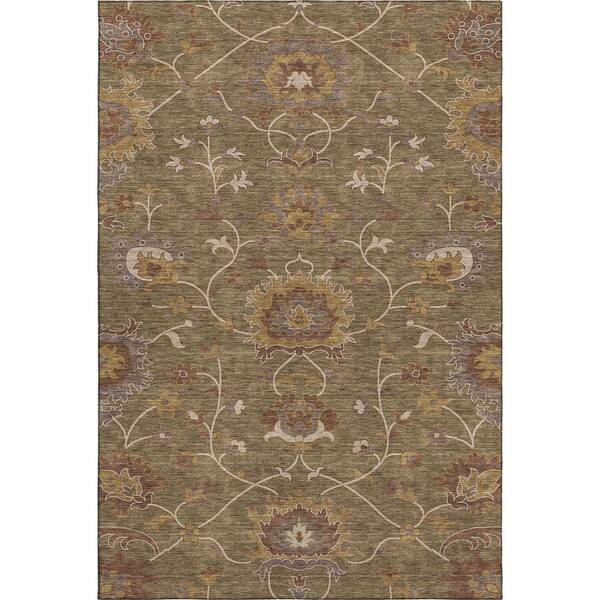 Mayfield Premium Machine Washable Abstract AMF2290 Brown 10 ft. x 14 ft. Area Rug
