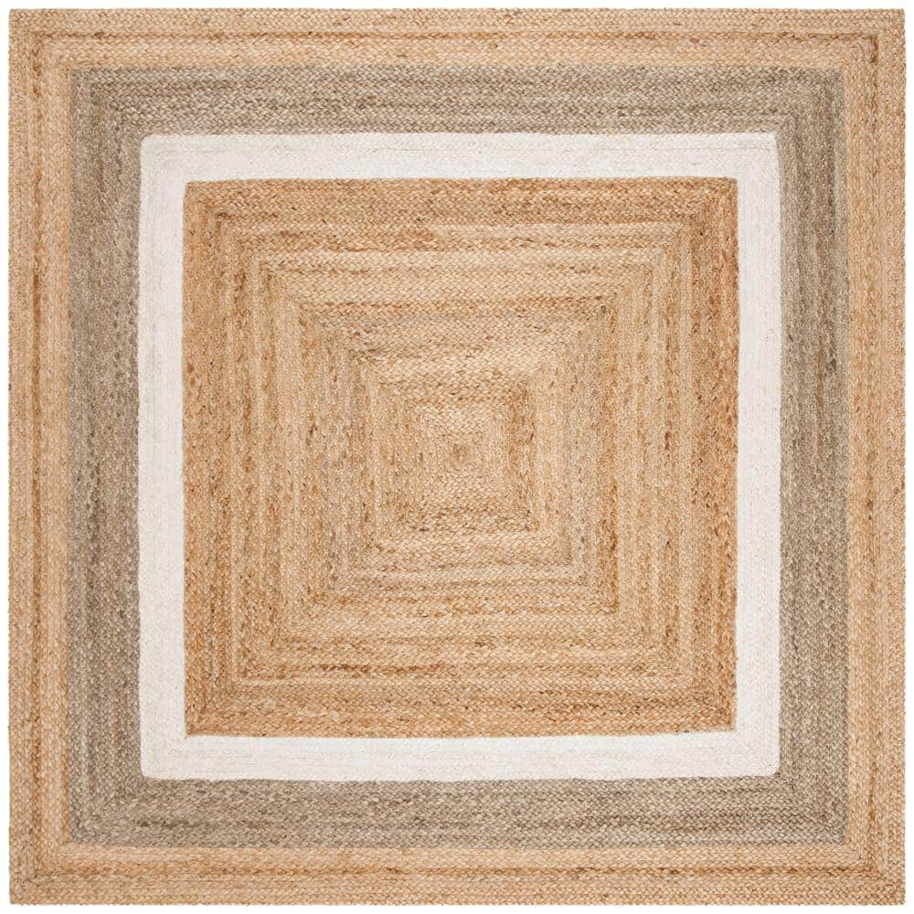 Ivory Square Hand-Knotted Jute & Sisal Blend Area Rug - 4'