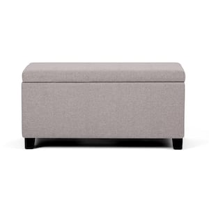 Dover 36 in. Contemporary Storage Ottoman in Cloud Grey Linen Look Fabric