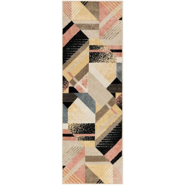 Nourison Washable Decor Multicolor 2 ft. x 6 ft. Abstract Contemporary Runner Area Rug