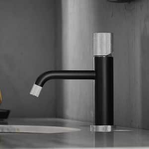 Single Handle Single Hole Low Arc Deck Mount Bathroom Faucet in Matte Black (1-Pack)