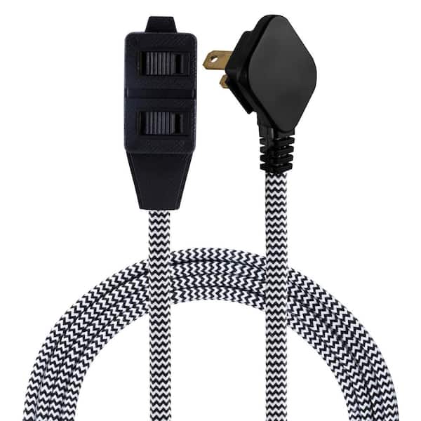 Cordinate 8 ft. 3-Outlet Polarized Basic Extension Cord, Black/White