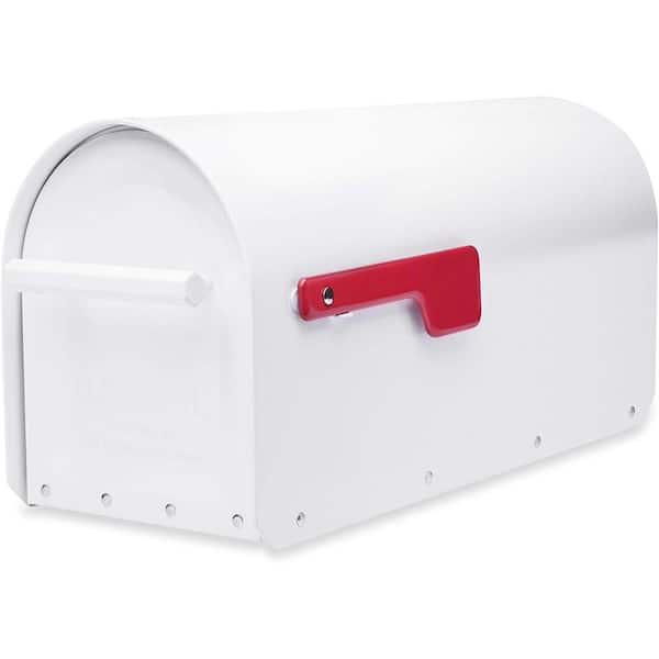 Architectural Mailboxes Sequoia White, Large, Steel, Heavy Duty Post Mount Mailbox