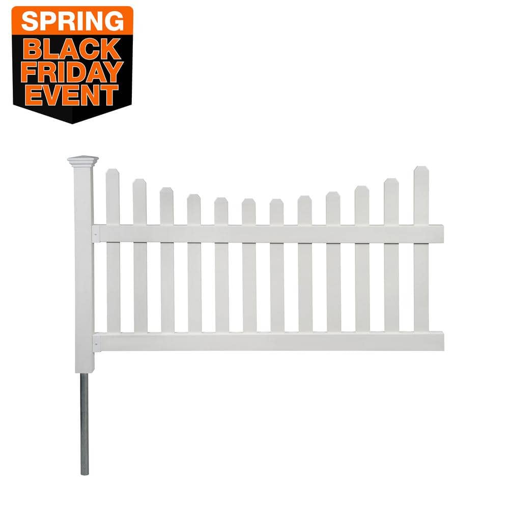Zippity Outdoor Products 3.5 ft. H x 6 ft. W Permanent All American Vinyl  Picket Fence Panel Kit with No-Dig Anchor and Cap ZP19041 - The Home Depot