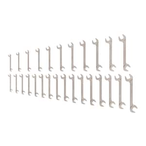 3/8-1 in., 10-27 mm Angle Head Open End Wrench Set (27-Piece)