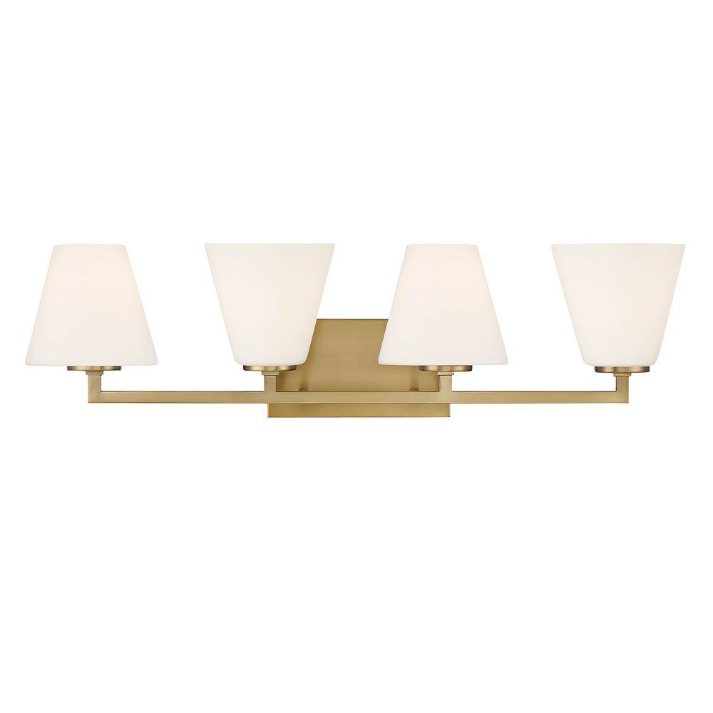 Palmyra Brushed Gold 4-Light Tapered Vanity Bath Light