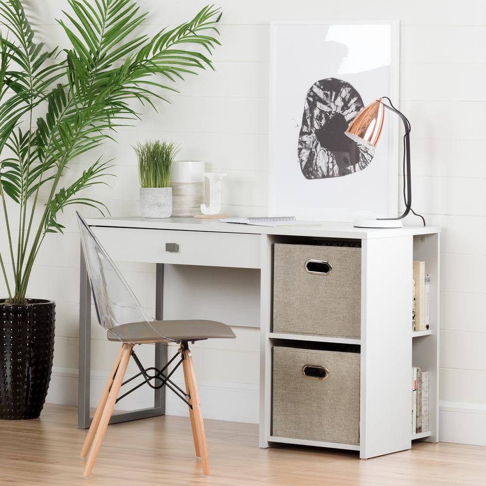Soft Gray Clear Plastic and Wood Office Chair