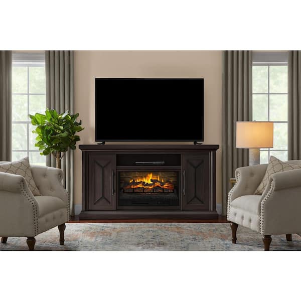 Home Decorators Collection Madison 68 in. Freestanding Electric Fireplace TV Stand in Dark Chocolate