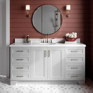 Taylor 67 in. W x 22 in. D x 36 in. H Single Sink Freestanding Bath Vanity in Grey with Carrara White Marble Top