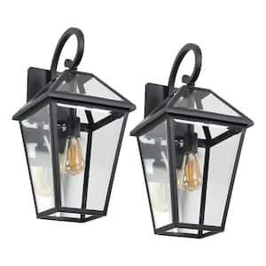 Modern 21 in. Black Outdoor Hardwired Waterproof Wall Sconce with No Bulbs Included (2-Pack)