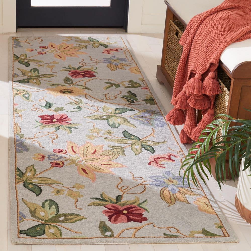 Chelsea 3 ft. x 12 ft. Gray Gradient Border Floral Runner Rug price history on PriceWatchPro