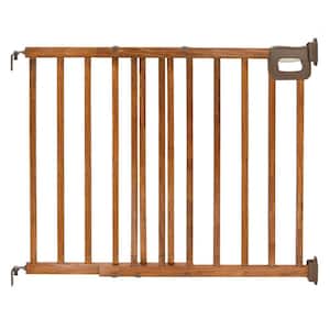32 in. Deluxe Stairway Simple To Secure Wood Hardware Mounted  Baby Gate, 30in.-48in. Wide, 32in. Tall- Oak