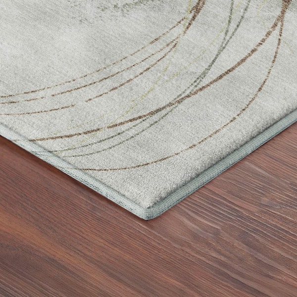 Mayfield Premium Machine Washable Abstract AMF2396 Sage 9 ft. x 12 ft. Area Rug
