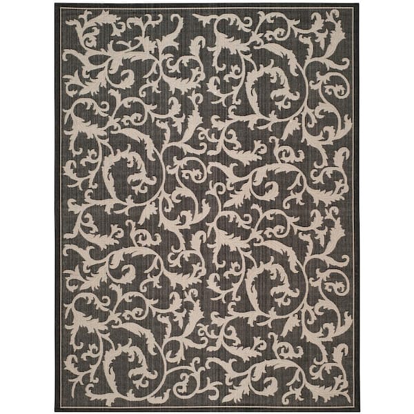 SAFAVIEH Courtyard Black/Sand 9 ft. x 12 ft. Border Indoor/Outdoor Patio  Area Rug
