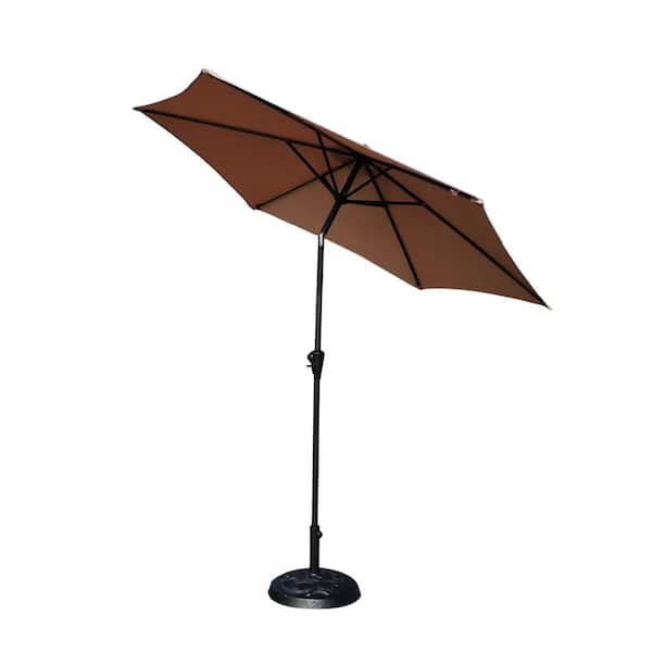 9 ft. Patio Market Umbrella With Carry Bag and Base, Taupe
