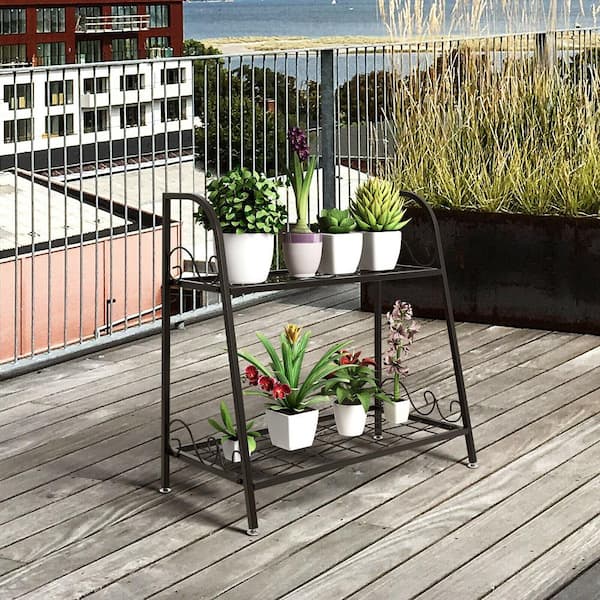 Metal Plant Stand Shelf Holds 6-Flower Pot Racks Home Yard Garden Patio Decor 