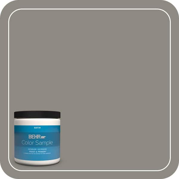BEHR PREMIUM PLUS 8 oz. #BXC-55 Concrete Sidewalk Satin Enamel Interior/Exterior Paint & Primer Color Sample
