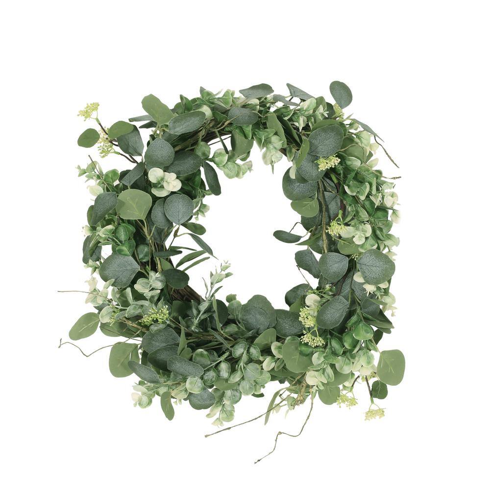 Noble House Potvin 22 in. Floral Eucalyptus Artificial Christmas Wreath  107796 - The Home Depot