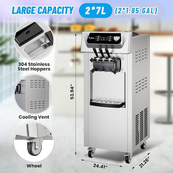 Garvee 14.8 qt. 3 Flavor Soft Serve Commercial Ice Cream