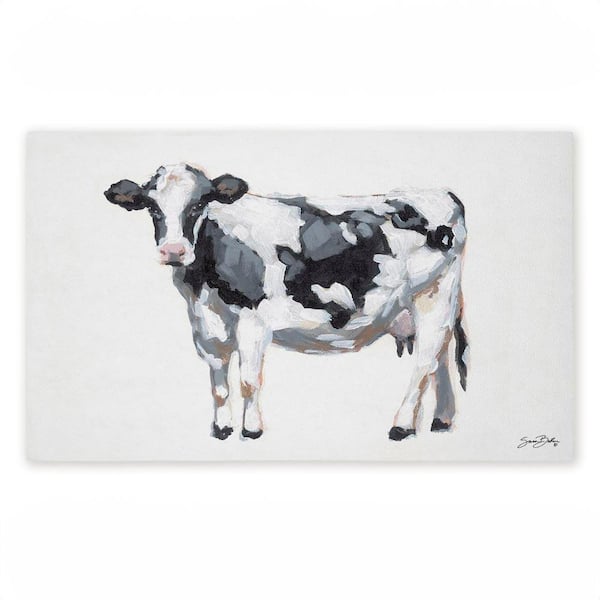 Simple Farmhouse Cow White 18 in. x 30 in. Polyester Non-Slip Outdoor Door Mat