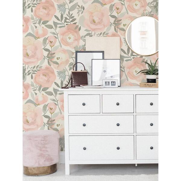 Rose Peachy Keen Peel and Stick Wallpaper Sample