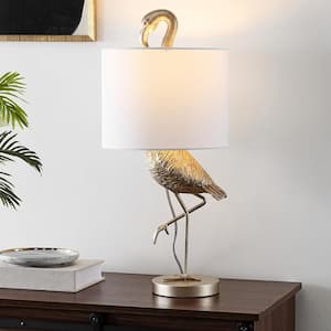 Aimee 25 in. Champaign Gold Resin Table Lamp with White Linen Shade