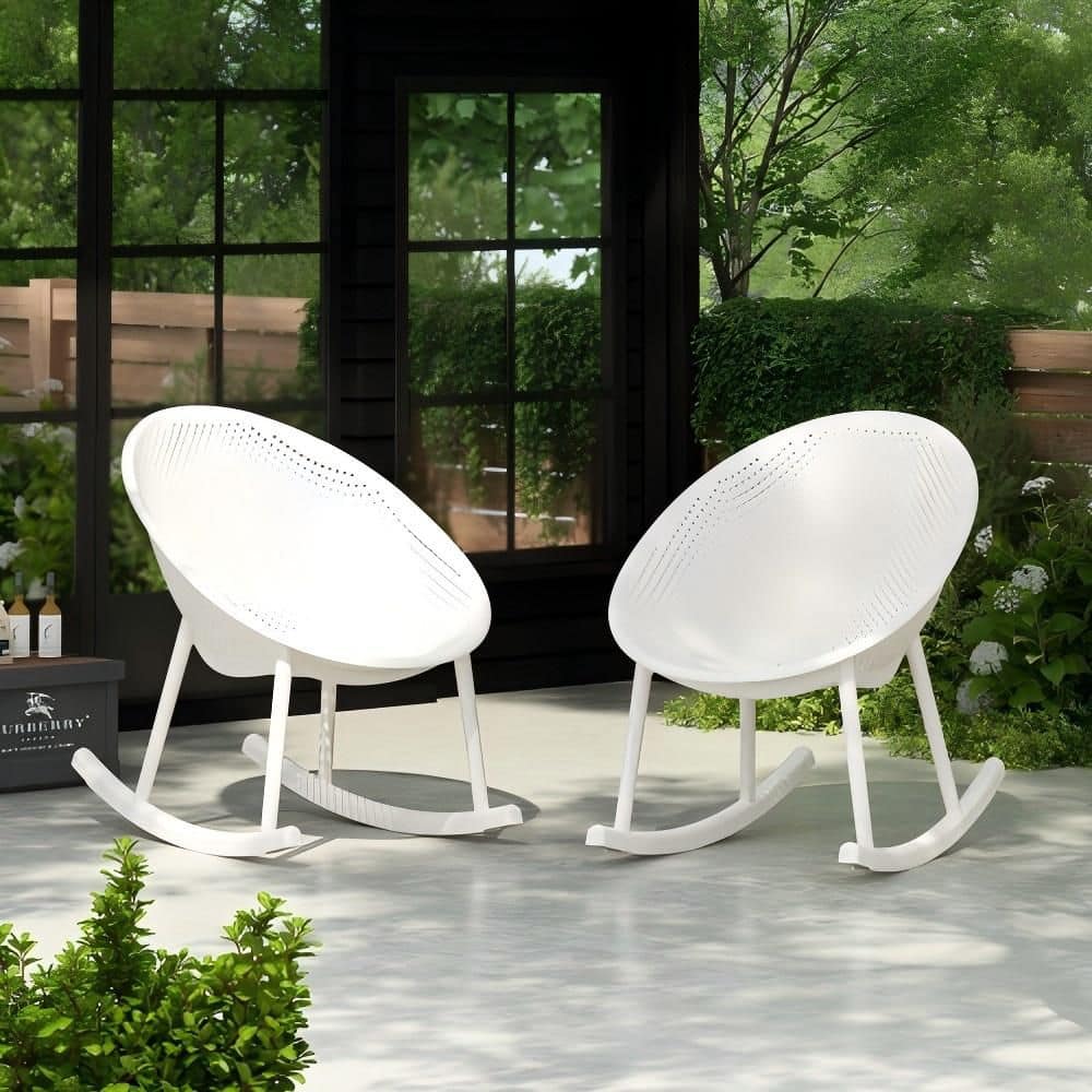 2-Sets Plastic Outdoor Rocking Chair Lounge Chair for Outdoor and ...