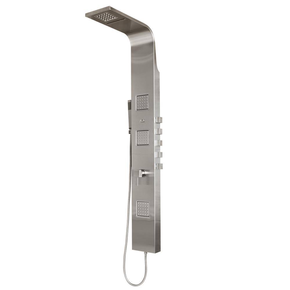 Waimea Brushed Stainless Steel Shower Panel with Rainfall Showerhead