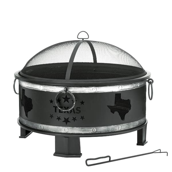 Round Steel Wood Burning Fire Pit, Hampton Bay Fire Pit Home Depot