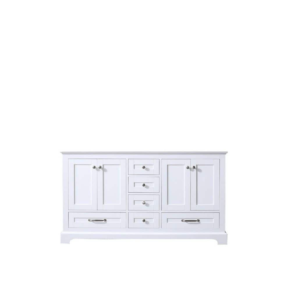 Dukes 60-Inch White Double Freestanding Vanity with Nickel Hardware