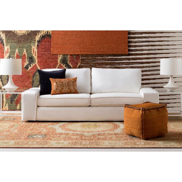 Deressa Red Jute Accent 18 in. H x 18 in. W x 18 in. D Pouf
