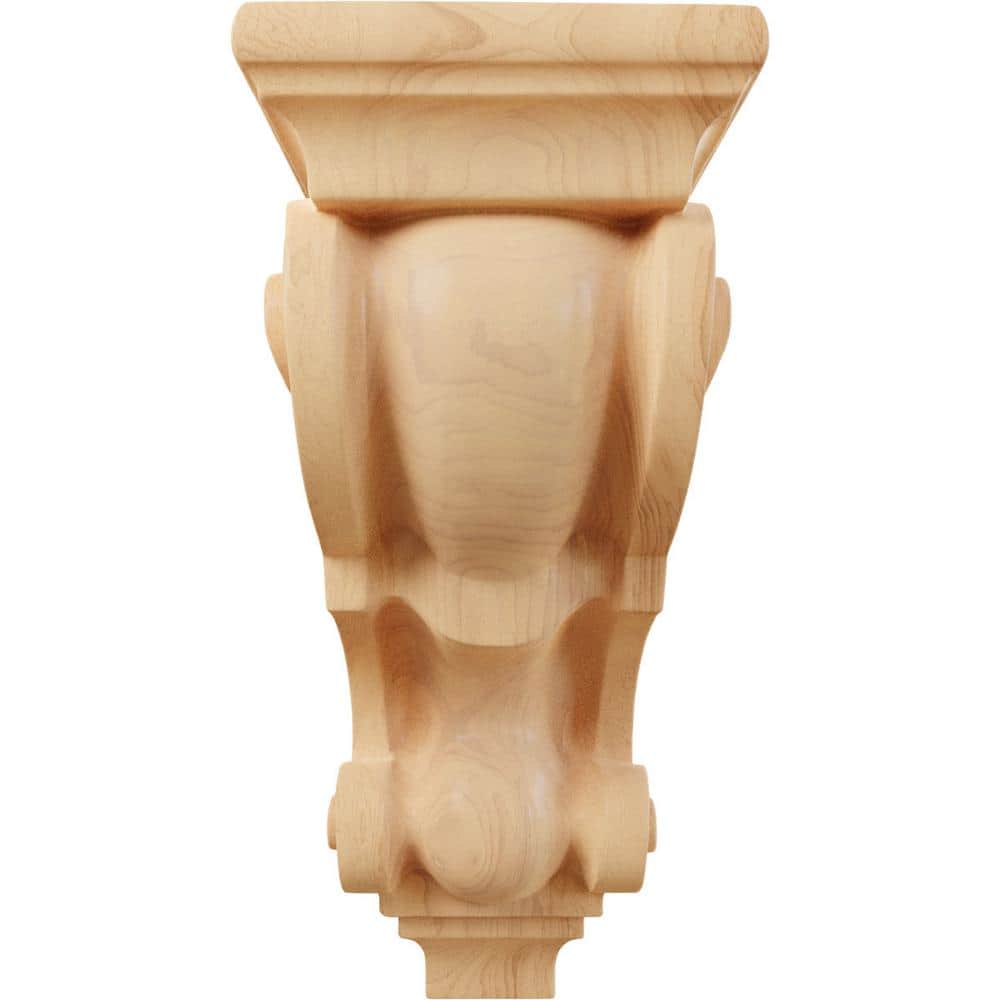 Medium Traditional Red Oak Hand-Carved Wood Corbel
