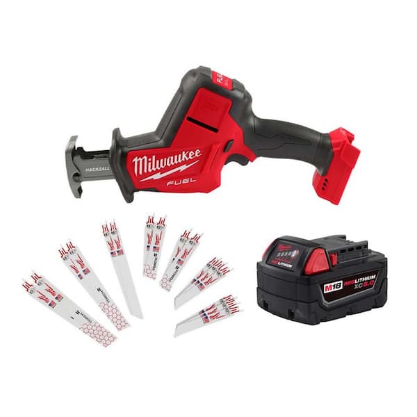 M18 FUEL 18V Lith-Ion Brushless Cordless HACKZALL Reciprocating Saw w/ 5.0 Ah Battery & SAWZALL Blade Set