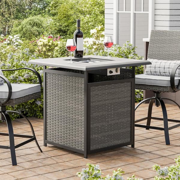 GREEMOTION Arosa 50000 BTU 36.4 in. Square Steel Counter Height Outdoor Fire Pit Table With Ceramic Tile Top