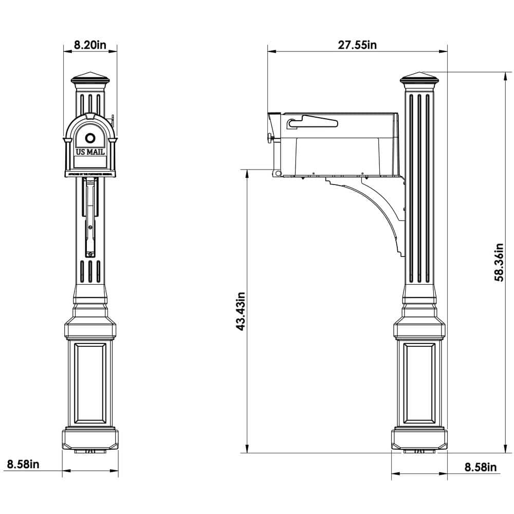 Lexington Black Composite Post Mount Mailbox Kit